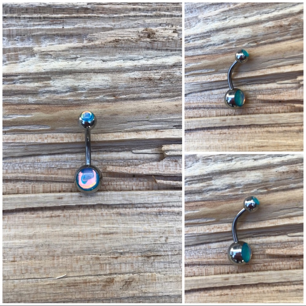 Blue Holographic Belly Button‎ Navel Ring